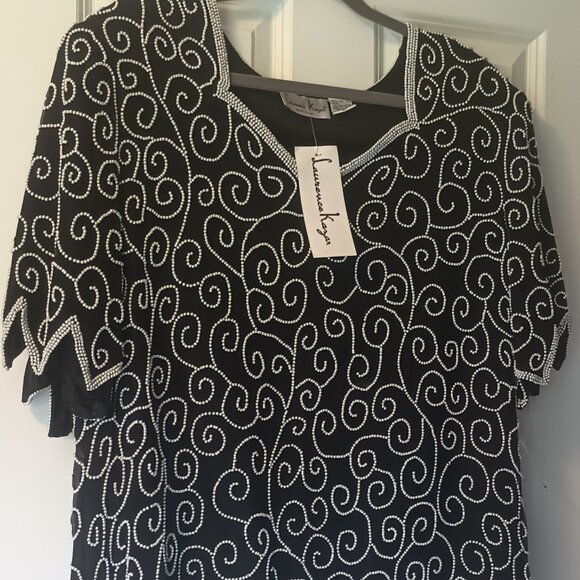 NWT 2x Formal Wear Top- Black with Pearl Beading - Picture 1 of 3